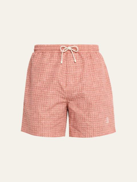Brunello Cucinelli Men's Flower-Print Nylon Swim Shorts
