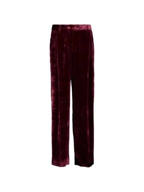 La DoubleJ velvet-texture trousers