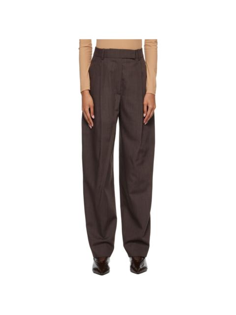 RÓHE Brown Daria Single Pleat Straight Leg Trousers