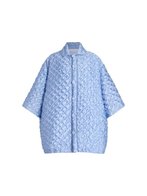 MARIE ADAM-LEENAERDT Oversizewd Textured Silk-Blend Jacket blue