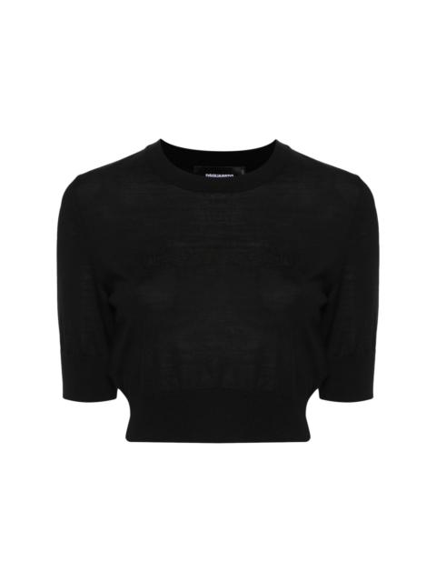 DSQUARED2 logo-embroidered cropped jumper