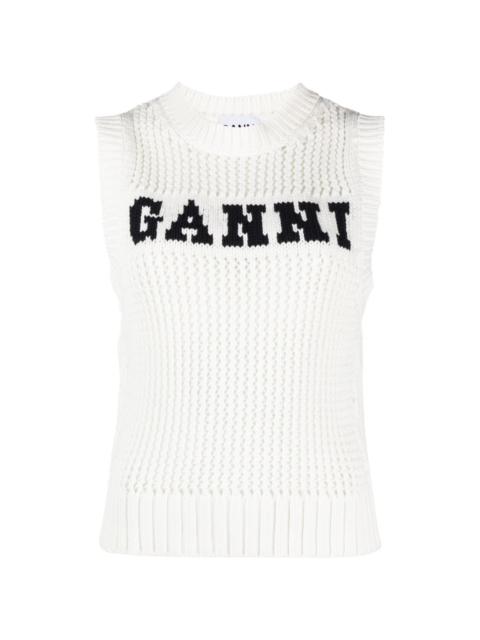 GANNI logo cotton robe vest