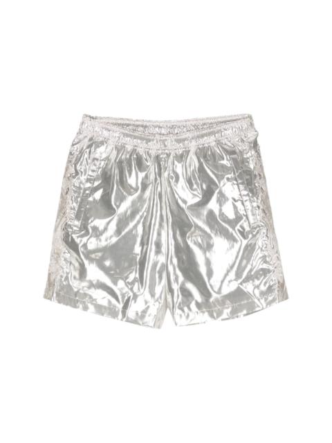 embroidered-motif laminated shorts