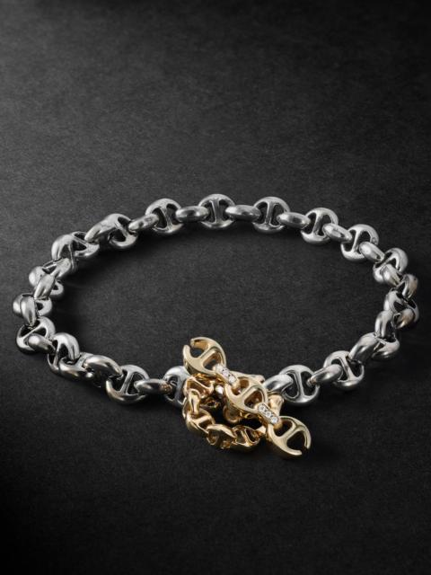 HOORSENBUHS® Open-Link Sterling Silver, 18-Karat Gold and Diamond Bracelet