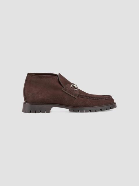 GUCCI Men's Sylke Horsebit Suede Ankle Boots - Night Cocoa