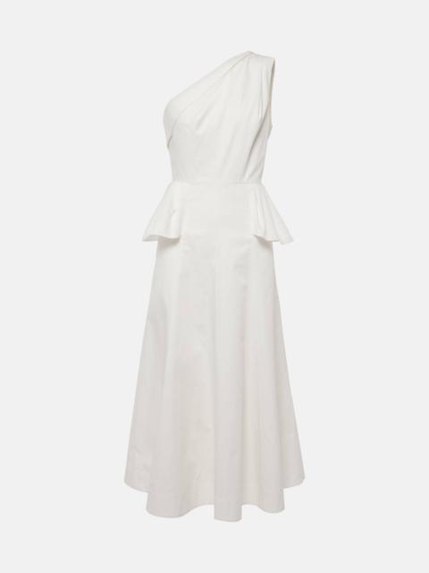 One-shoulder cotton poplin midi dress