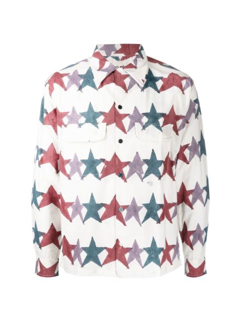 star-print button-up shirt