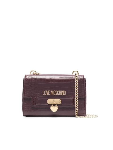 Moschino logo crocodile-embossed shoulder bag