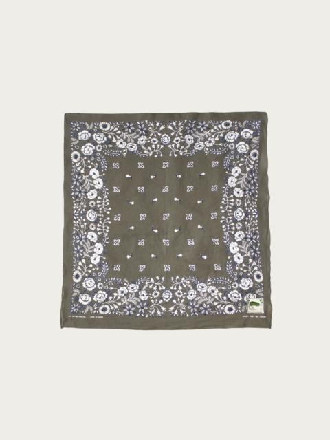 Kapital Fastcolor Selvedge Bandanna (CHURCHILL GARDEN) 15x15 - Khaki