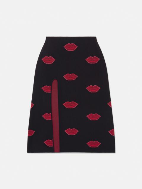 Stella McCartney Lips Graphic Knit Mid-Rise Midi Skirt