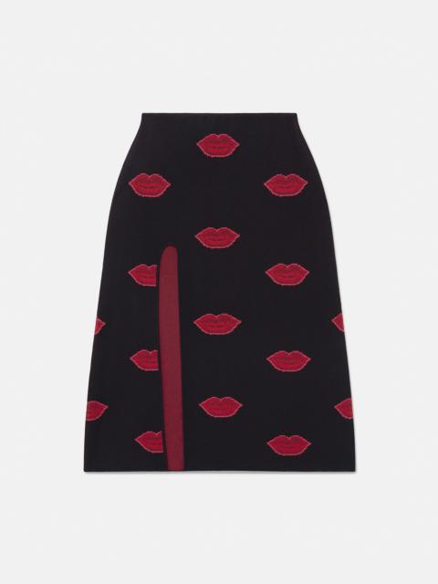 Lips Graphic Knit Mid-Rise Midi Skirt