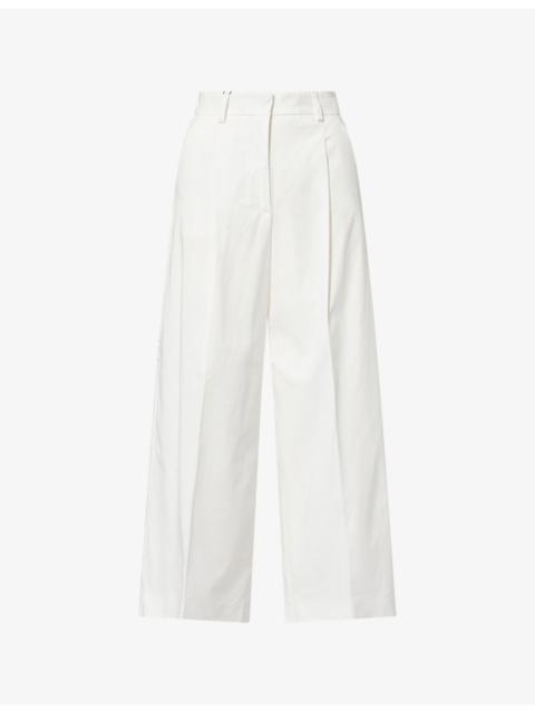 WEEKEND Max Mara High-Rise Straight-Leg Cotton-Blend Trousers