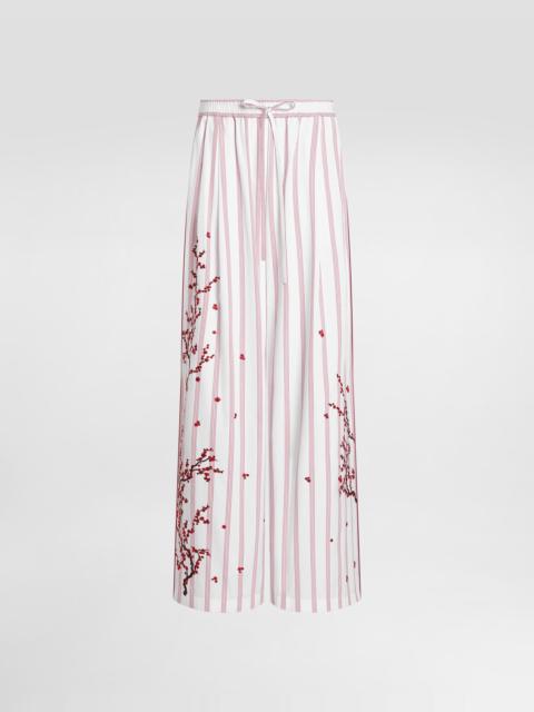 Dolce & Gabbana Poplin trousers with thread floral embroidery