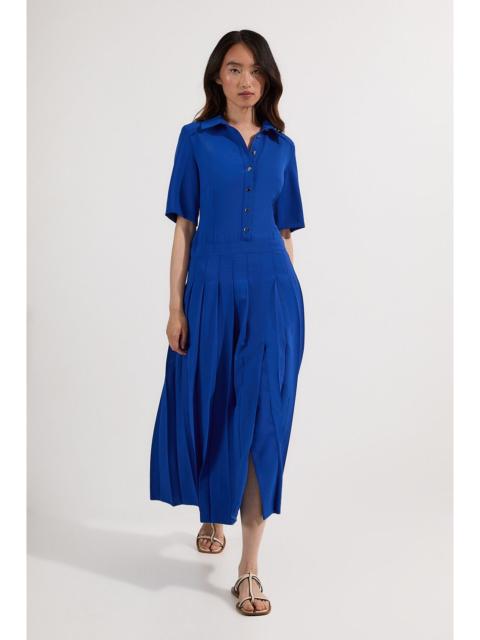 KAREN MILLEN Tailored Crepe Pleated Shirt Dress