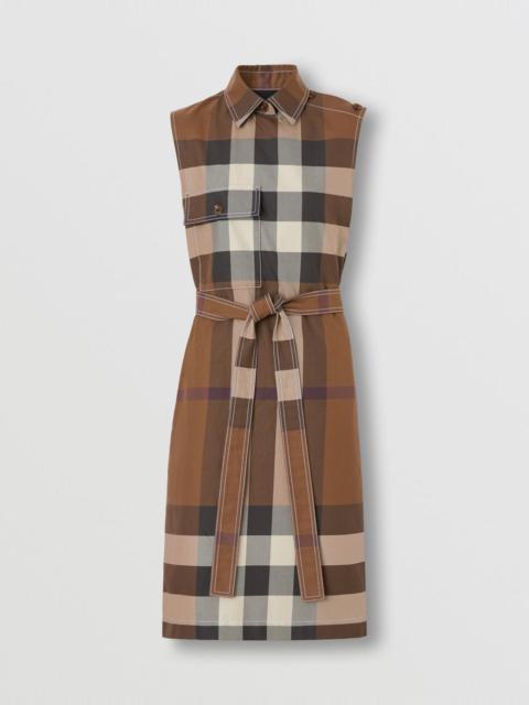 Burberry Sleeveless Check Cotton Shirt Dress