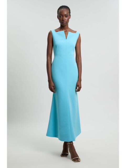 KAREN MILLEN Compact Stretch High Neck Clean Pencil Midi Dress