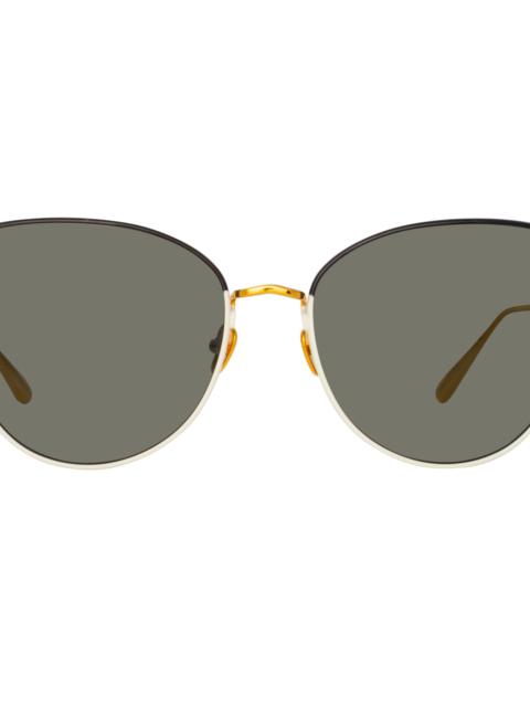 ELOISE CAT EYE SUNGLASSES IN BLACK AND YELLOW GOLD