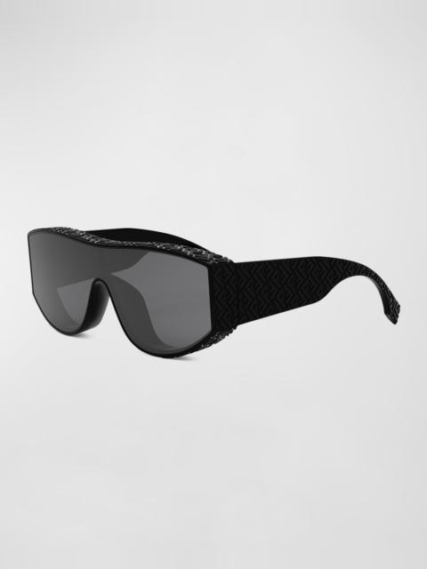 FENDI Men's Allover FF Logo Nylon Shield Sunglasses