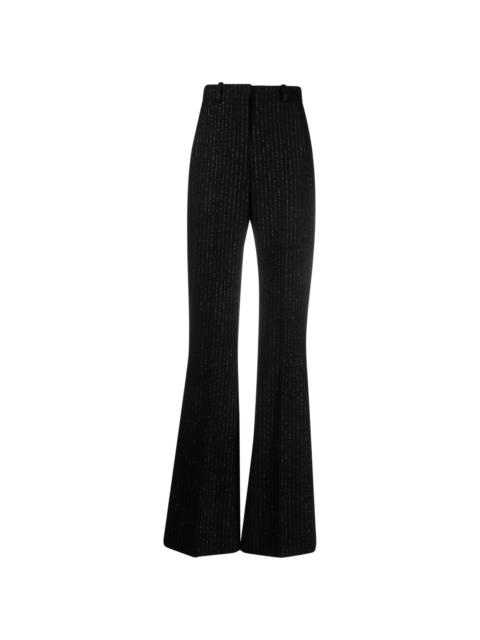 striped wool-blend flared trousers