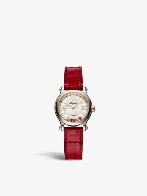 278573-6026 Happy Sport 18ct rose-gold, ruby and 0.06ct diamond automatic watch