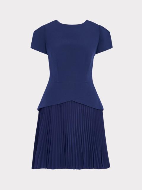 MILLY Haddy Pleated Short Sleeve Mini Dress
