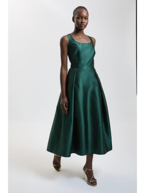 KAREN MILLEN Structured Satin Full Skirted Midi Dress
