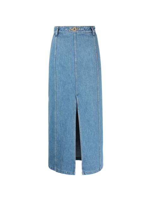 PATOU front-slit denim midi skirt