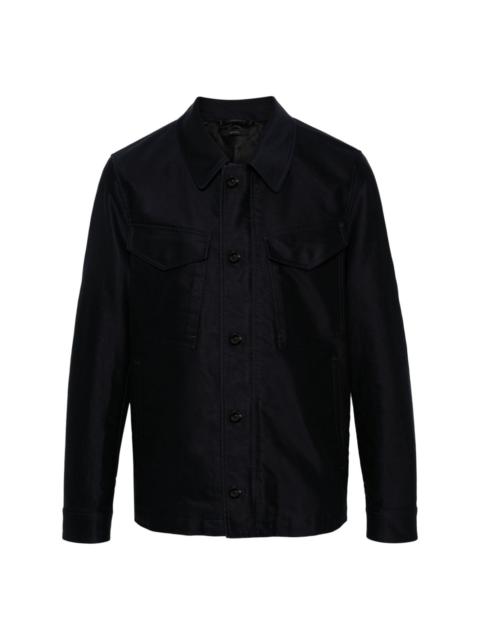 spread-collar cotton shirt jacket