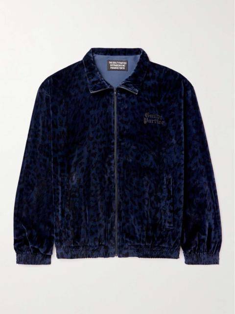 WACKO MARIA Embroidered Leopard-Print Cotton-Velvet Track Jacket