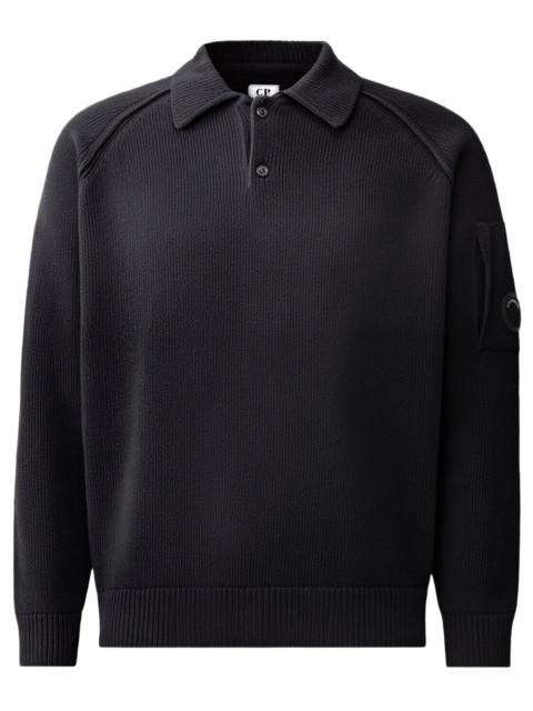 C.P. Company RIBBED POLO SHIRT WITH LENS DETAIL