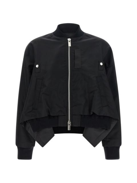 sacai ribbed asymmetric-hem jacket