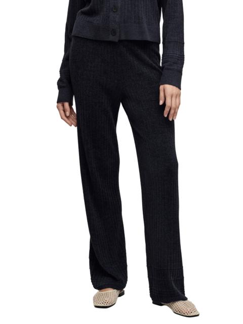 Barefoot Dreams barefoot dreams CozyChic® Ultra Lite® Textured Hem Ribbed Pants in Black