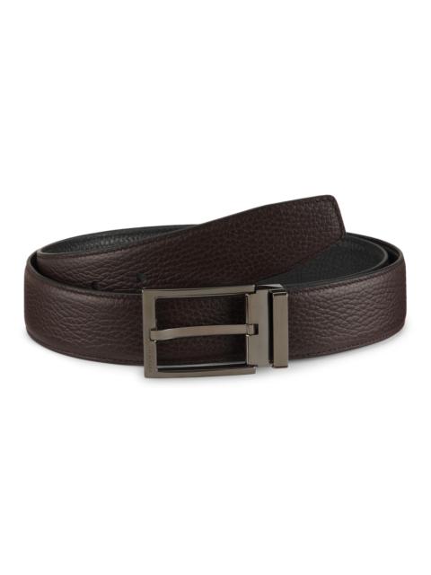 FERRAGAMO Men's Double Adjustable Cut-to-Size Leather Belt - Brown