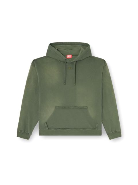 Diesel FADED COTTON HOODIE WITH FRAYED DETAILS
