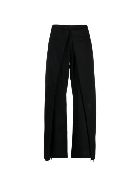layered wool trousers