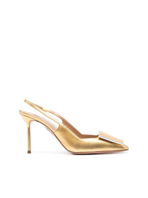 100mm metallic-leather pumps