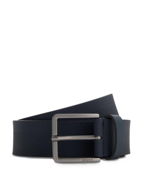 BOSS ITALIAN-LEATHER BELT WITH PERFORATED PATTERN