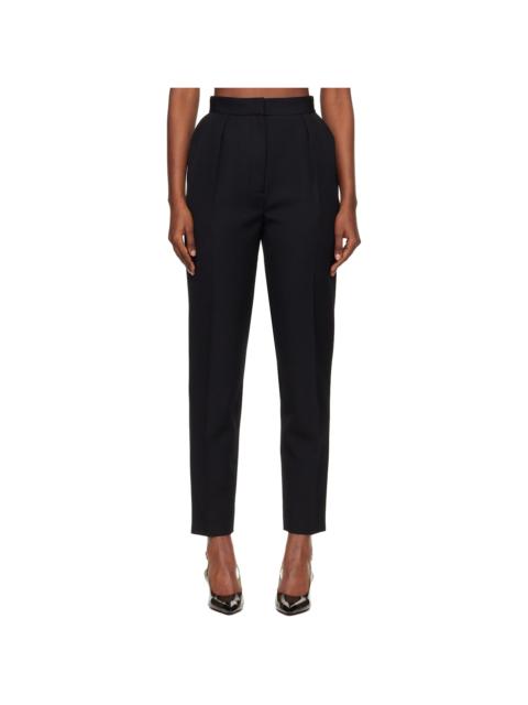Balmain Black High-Waisted Grain de Poudre Trousers