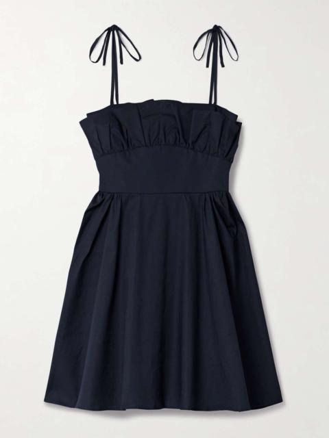KIKA VARGAS Mia ruffled cotton-blend poplin mini dress Navy