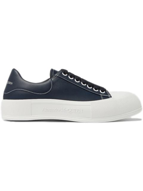 Alexander McQueen Alexander McQueen Leather Deck Plimsoll Navy Blue