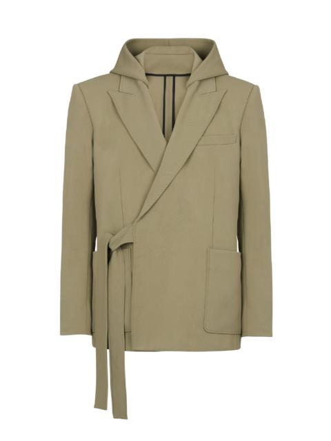 Balmain Asymmetrical cotton jacket with hood