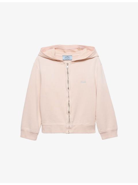 Prada Logo-Embroidered Cotton-Fleece Hoody