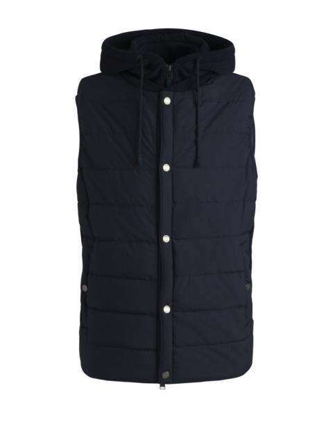 BOSS HOODED GILET IN WOOL WITH DOWN-BLEND FRONT PANEL