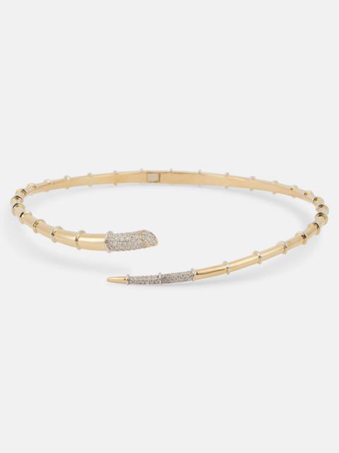 RAINBOW K Horn 14kt gold necklace with diamonds