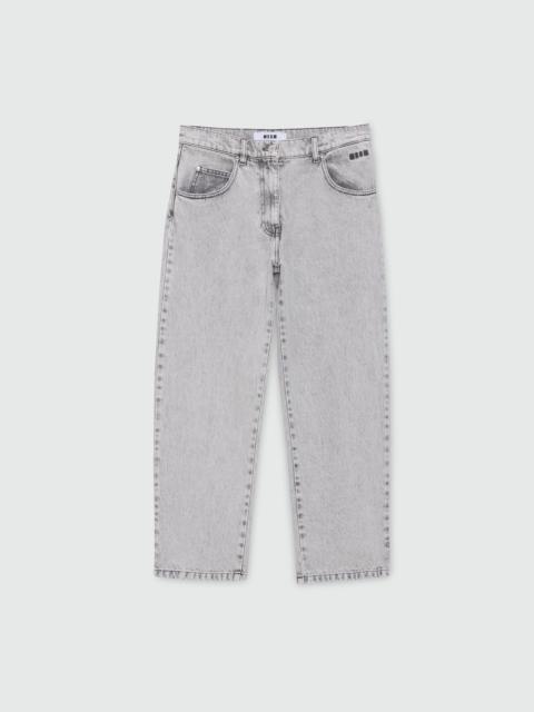 MSGM Grey stone-washed five-pocket denim trousers