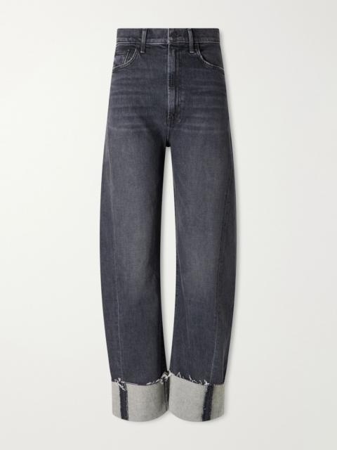 MOTHER The Half Pipe Ankle Cuff Fray high-rise barrel-leg jeans Black