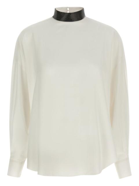 Brunello Cucinelli high-neck embellished blouse