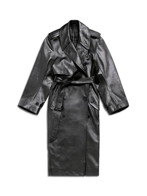 BALENCIAGA Women's Fitted Cocoon Trench in Black