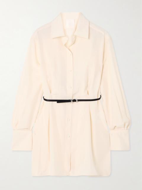Givenchy Voyou Belted Satin-trimmed Silk Shirt