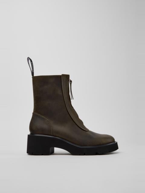 CAMPER Milah Green Nubuck Ankle Boots for Women.